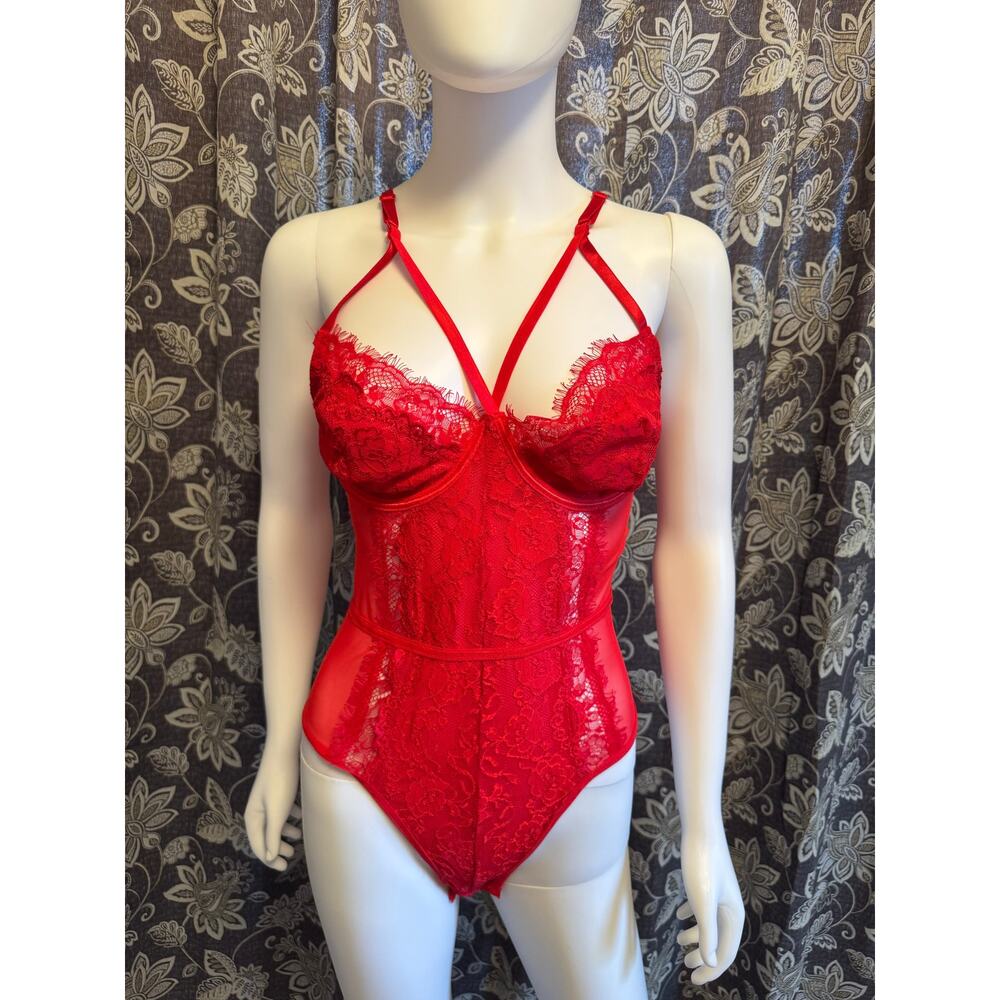 Fashion Nova Red Bodysuit Lingerie, size: XL